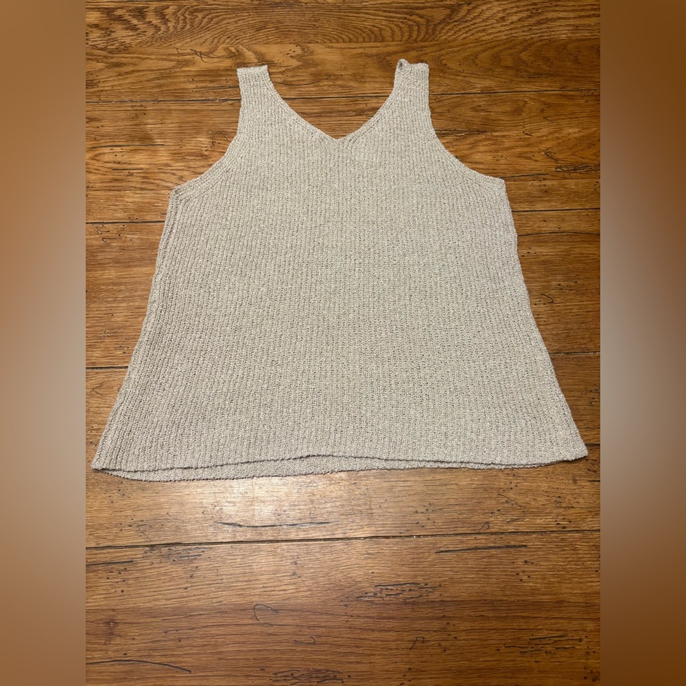 Gorgeous Beige Knit Euro Summer Quiet Luxury Camisole Layering Tank Top Sweater - Picture 4 of 9